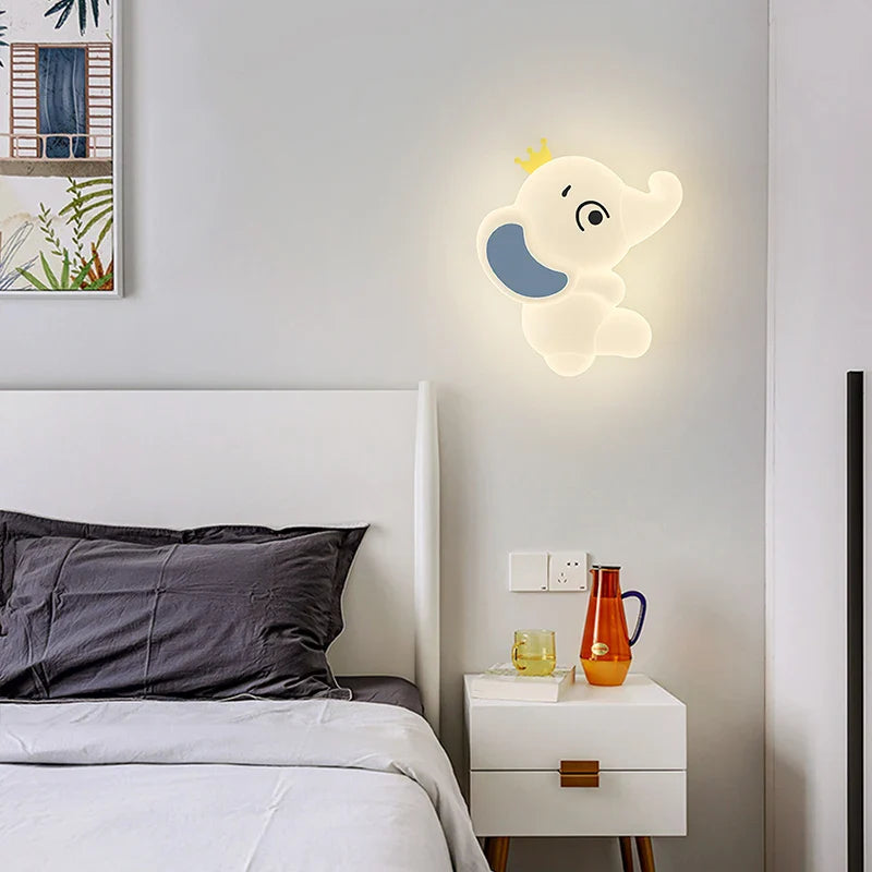 Axyaa Elephant Cartoon Wall Light - Creative Animal Shape Lamp for Baby Room