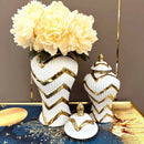 Axyaa Gold Plaid Ceramic General Jar - Luxury Artwork Storage Vase