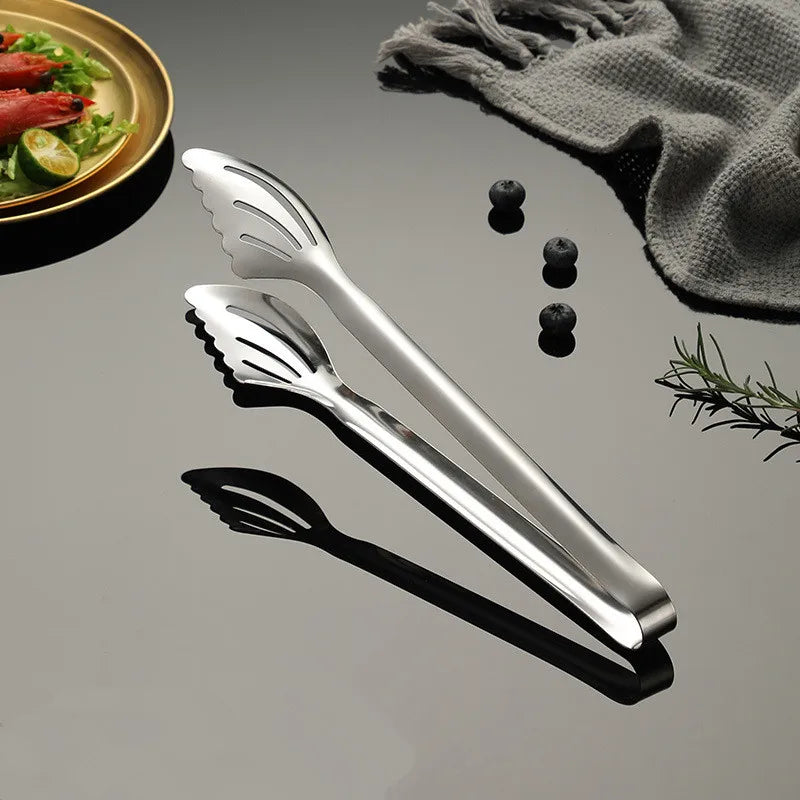 Axyaa Stainless Steel Food Tongs Kitchen Utensils Silver Golden Beef Clip.