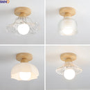 Axyaa LED Ceiling Lamp Wood Glass Modern Style Indoor Lighting Fixtures