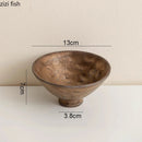 Axyaa Rust Glazed Ceramic Hammer Pattern High Foot Bowl - Restaurant Specialty Tableware