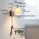 Axyaa Vintage Brass Ceramic LED Wall Lamp with Pull Chain Switch