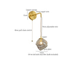 Axyaa Brass Vintage Glass LED Wall Sconce Bedroom Living Room Light