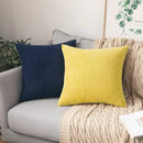 Axyaa's Striped Corduroy Throw Pillow Cover Set - Super Soft Decorative 18x18 for Couch