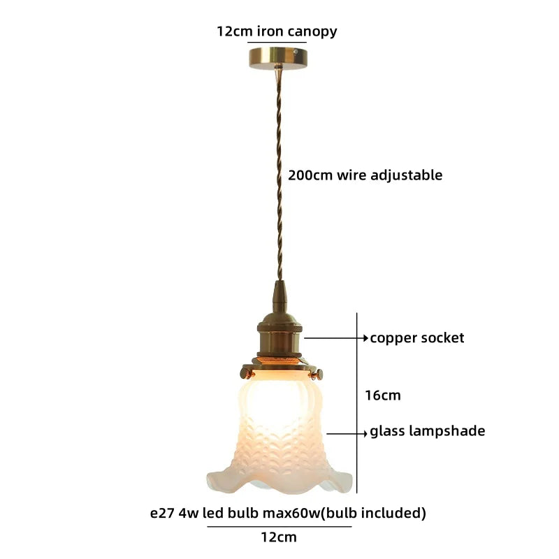 Axyaa Clear Glass LED Pendant Lamp with Copper Socket for Home Décor
