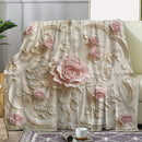 Axyaa Embossed Rose Floral Flannel Blanket - Soft Cozy All-Season Comfort