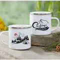 Enamel Mountain Mug with Handle by Axyaa. Best Camping Gift for Outdoor Lovers