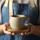 Axyaa Ceramic Coffee Cup Set 220ml - Breakfast Milk Oat Drink Mug & Saucer