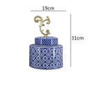 Axyaa Blue & White Porcelain Vase Jar: Classic Chinese Home Decor & Organization