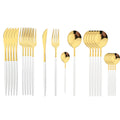 Axyaa 24Pcs Green Gold Stainless Steel Dinnerware Set Cutlery Tableware Silverware