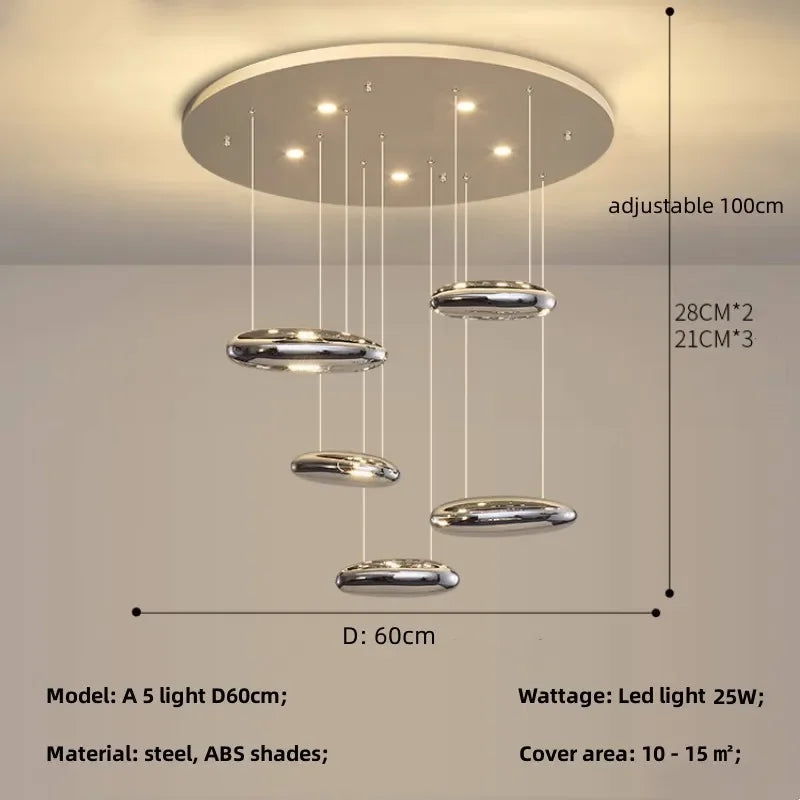 Axyaa Nordic Minimalist LED Stair Chandelier for Home, Villa, Hotel - Dimmable Luminaires