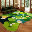 Floral Green Carpet by Axyaa - Soft Plush Rug for Bedroom or Living Room