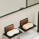 Wall-Mounted Black Walnut Soap Rack for Axyaa Household Soap Box