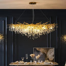 Axyaa Luxury Crystal Chandelier with Golden Base & Water Drop Decorations