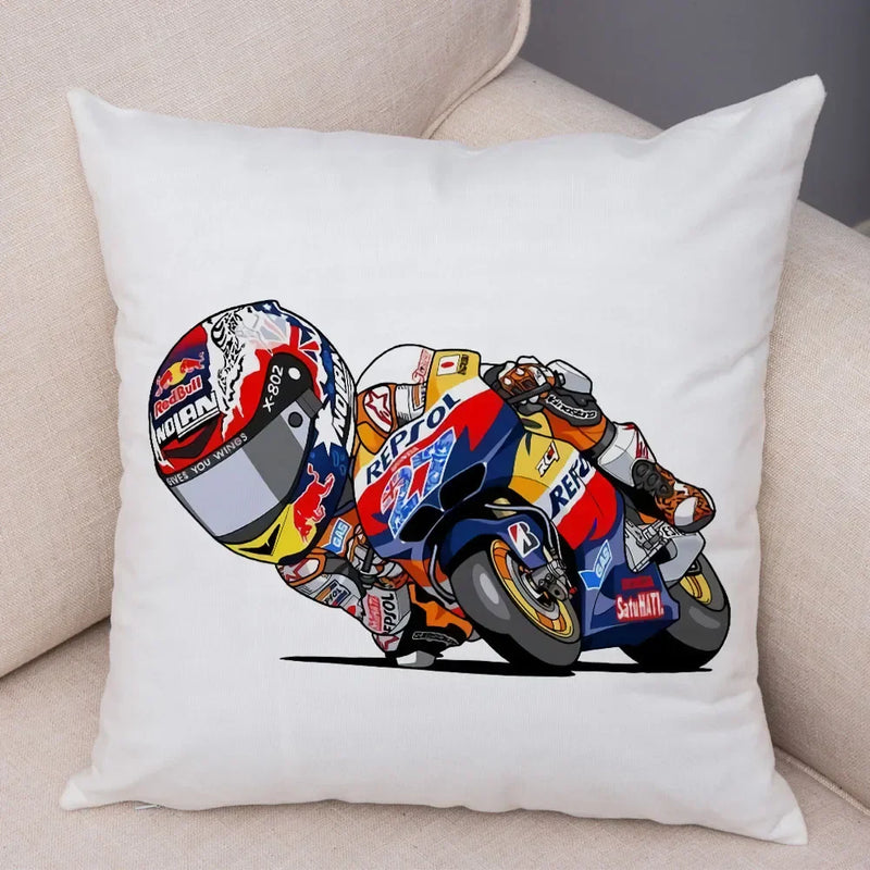 Axyaa Cartoon Sport Motorcycle Cushion Cover - Super Soft Plush Pillow Case