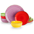 Axyaa Handpainted Ceramic Dinnerware Set with Spirals Pattern