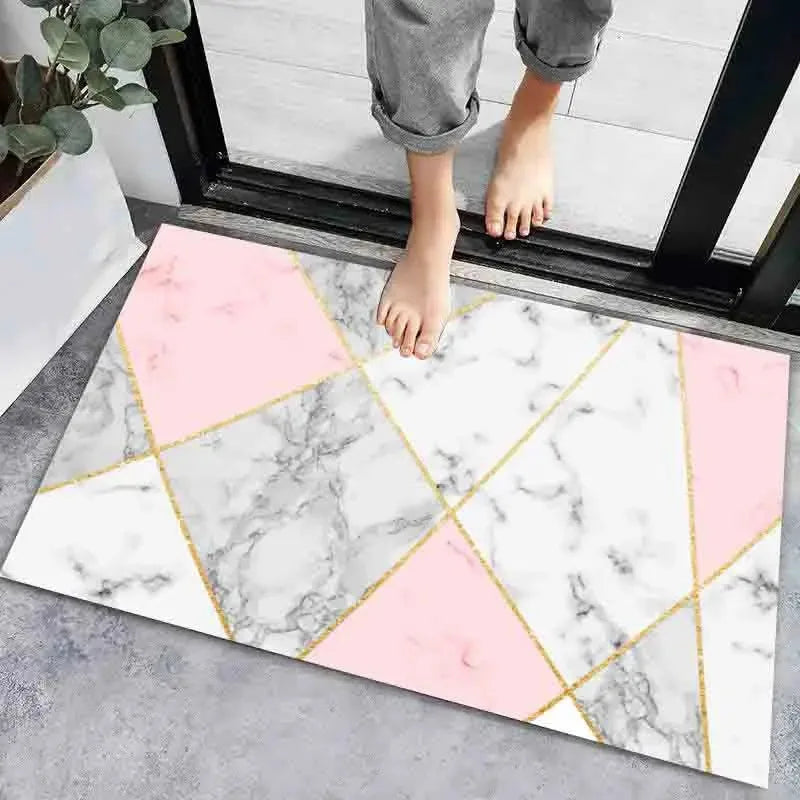 Axyaa Geometric Print Non-Slip Kitchen Rug: Bohemian Ethnic Style, Modern Design