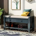 Axyaa Entry Shoe Bench with Cushioned Seat, 2 Drawers & Slatted Shelf