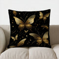 Axyaa Golden Butterfly Pillow Cover Pattern for Sofa, Bedroom, Car, Decor