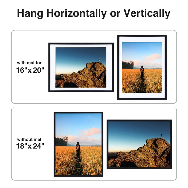 Axyaa 18x24 Plexiglass Gallery Art Frame for Vertical Horizontal Wall Display