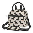 Dachshund Print Insulated Lunch Bag by Axyaa - Waterproof Thermal Tote with Adjustable Strap
