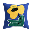 Axyaa Poppy Floral Embroidery Cushion Cover Blue Orange 45x45cm Home Decor for Living Room