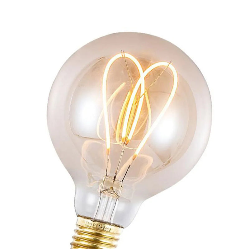 Axyaa 4W Dimmable G95 Heart LED Filament Edison Bulb.