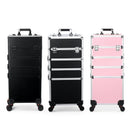 Axyaa 4-Layer Rolling Makeup Case - Large Portable Cosmetic Organizer