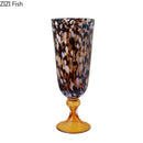 Mottled Glass Goblet Vase for Stylish Floral Arrangement by Axyaa