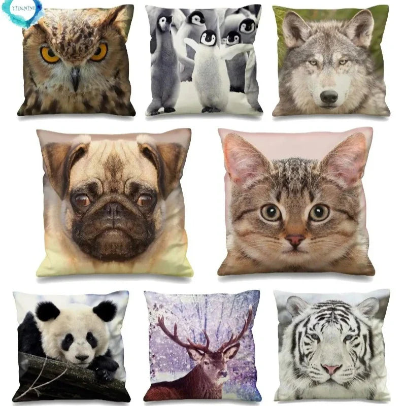 Axyaa 3D Animal Print Cushion Covers (18" x 18") - Cute Collection