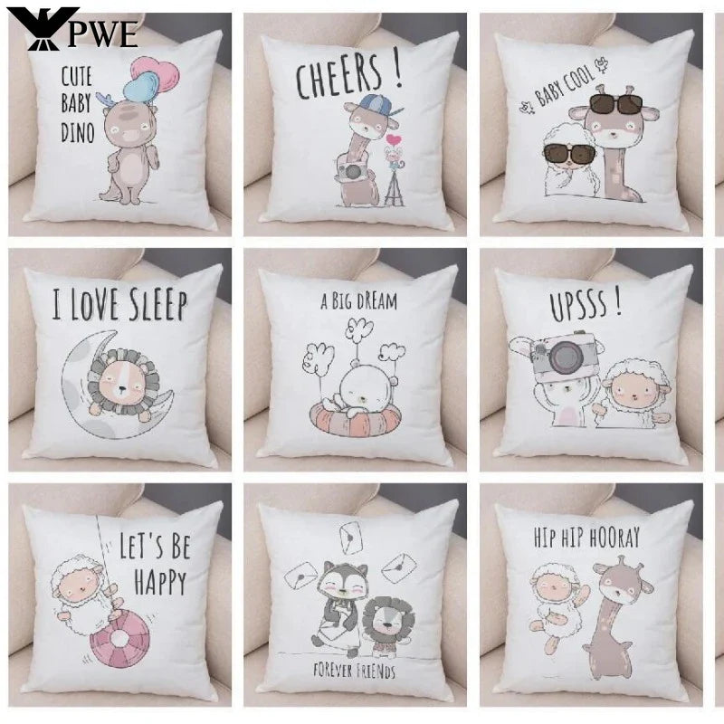Axyaa Cartoon Animal Pillowcase: Sofa Decor Cushion Cover for Living Room