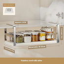 Axyaa Expandable Spice Rack Layered Cabinet Storage Shelf with Hanging Basket