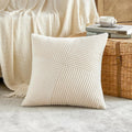 Axyaa Boho Corduroy Throw Pillow Cover 18x18 Inch with Diagonal Pattern