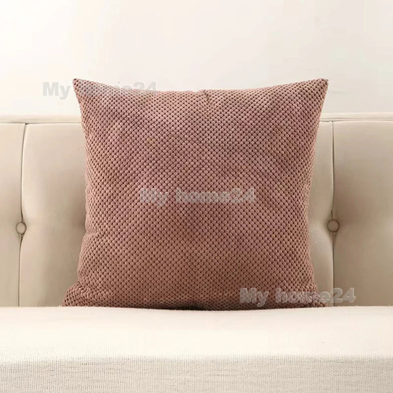 Velvet Plush Pillowcase by Axyaa - White Pink Fluffy Soft Throw Pillow Cover