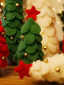 Axyaa Mini Wooden Felt Christmas Tree Ornaments with Bells for Festive Tabletop Decor
