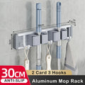 Axyaa Mop Broom Holder Hooks Bathroom Storage Rack Space-saving Hanger Slots Organizers