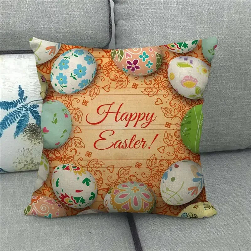 Easter Bunny Eggs Printed Pillow Covers 45x45cm - Axyaa Easter Decorations