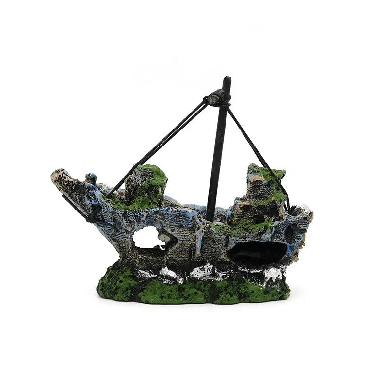 Axyaa Pirate Ship Resin Decoration for Aquarium Fish Tank Landscaping