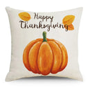 Axyaa Thanksgiving Pumpkin Maple Leaves Linen Cushion Cover for Home Decor