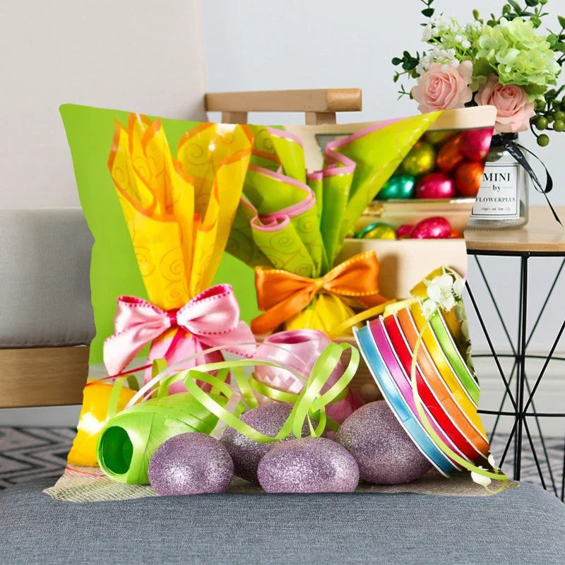 Axyaa Satin Fabric Easter Pillow Case Set for Wedding and Home Decor