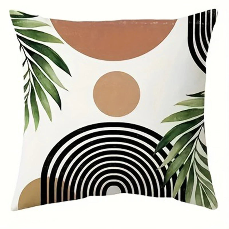 Axyaa Line Leaf Print Pillowcase for Bohemian Home Decoration