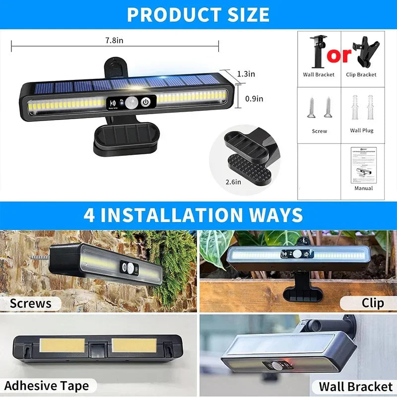 Axyaa Solar Fence Lights - 36 LEDs, Waterproof, Motion Sensor Security Light