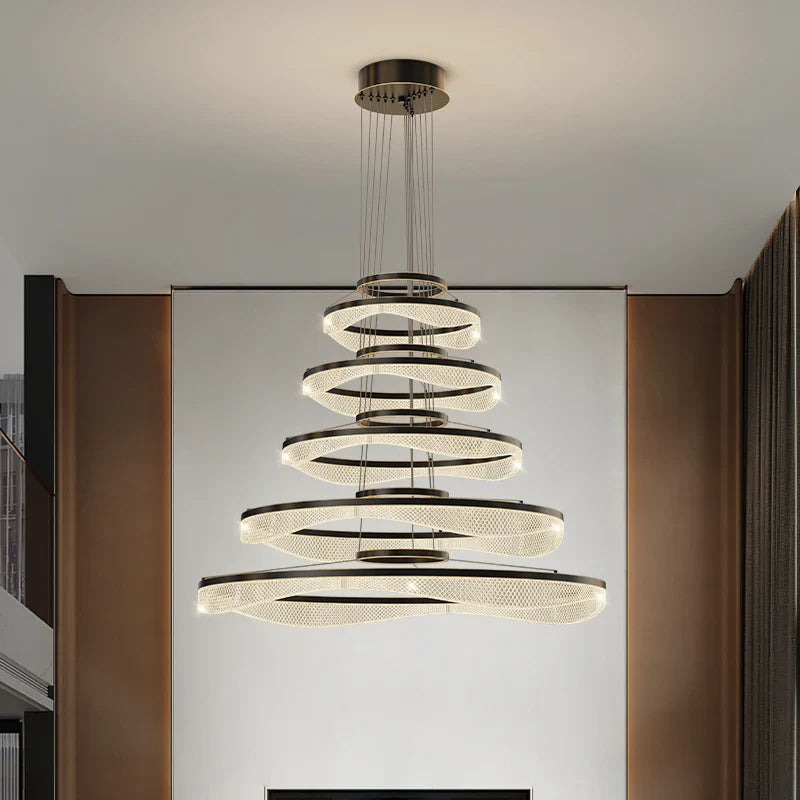 Axyaa Acrylic Living Room Chandelier Pendant Light - Modern Hanging Fixture