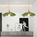Axyaa Nordic Lotus Leaf Shape Copper Glass Pendant Light