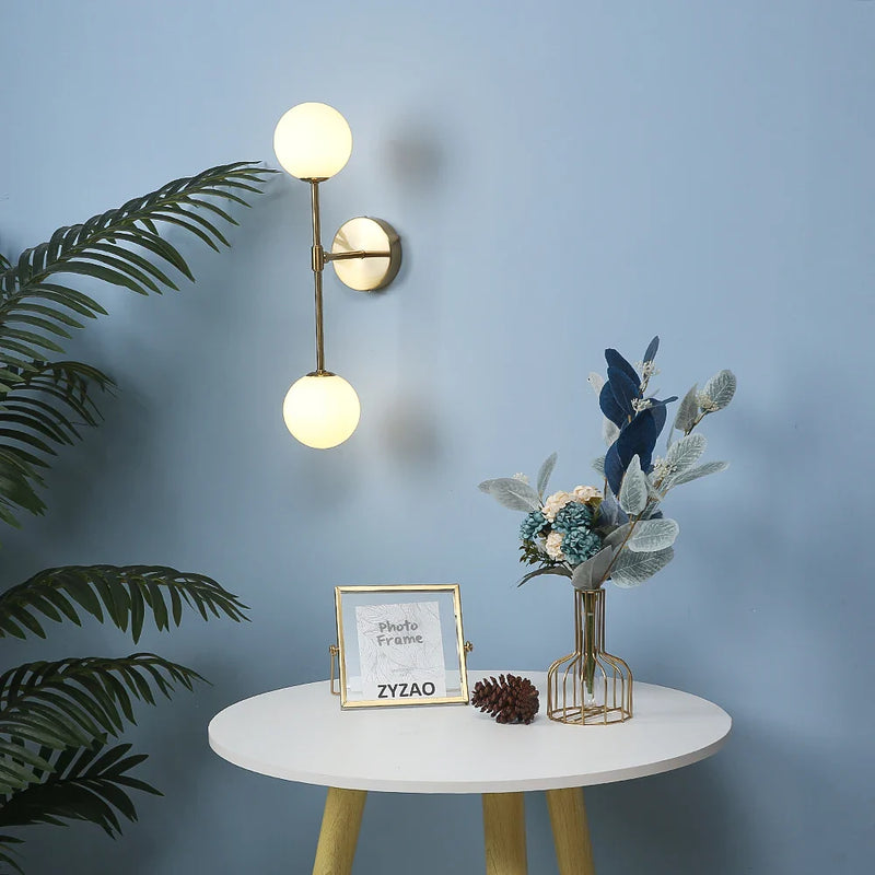 Nordic Glass Ball Gold Wall Sconce by Axyaa