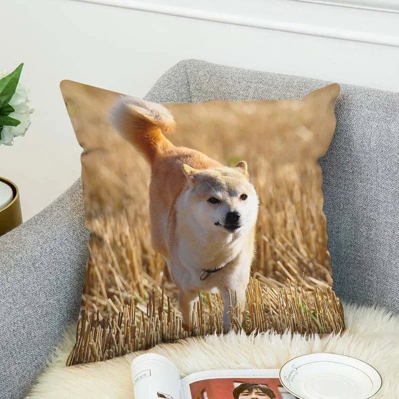 Axyaa Shiba Inu Pillow Cover for Decorative Home and Car Cushions