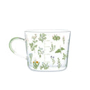 Axyaa Glass Mug with Flower Printings, Heat Resistant, Large Capacity, Coffee Juice Water Cup