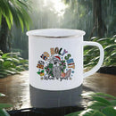 Axyaa Christmas Enamel Mugs, Santa Snowman Reindeer Design, Festive Xmas Party Cup