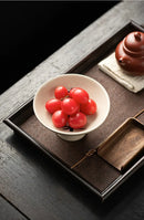 Axyaa Hand-Painted Ceramic High Leg Tea Tray - Exquisite Living Room Fruit Dim Sum Plate.