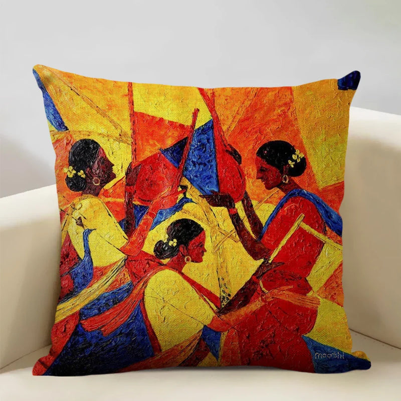 Axyaa African Oil Painting Sofa Pillow Case - Unique Living Room Decor